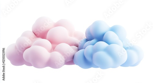 Pastel clouds abstract shapes on white background