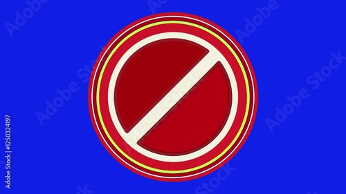 Red no sign green screen background. Red Prohibition Sign on Green Background High Quality Symbol for Restricted Access, Warning, Safety Notices Circle empty ban sign symbol. 4k animation video.