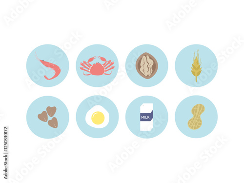 アレルギー、特定原材料8品目の食材