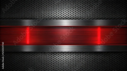 Metallic abstract background with red accents on black canvas, creating a sleek and modern visual effect , red, metallic