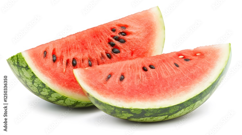 A juicy watermelon slice with seeds, clean white background, transparent isolate A juicy watermelon slice with seeds, clean white background, transparent isolate