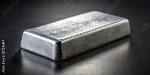 Close-up shot of raw silver bullion bar on a dark background , high-value material , precious metal