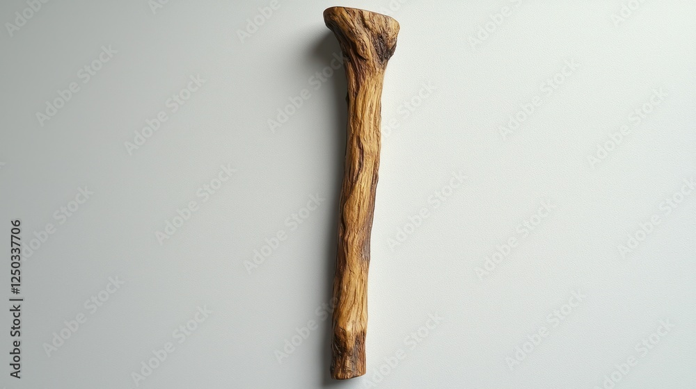 Rustic wooden stick on white background, craft project Rustic wooden stick on white background, craft project
