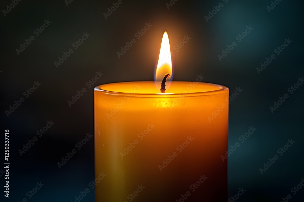 Glowing Candle Flame in Soft Amber Light Creates Cozy and Tranquil Ambiance Glowing Candle Flame in Soft Amber Light Creates Cozy and Tranquil Ambiance