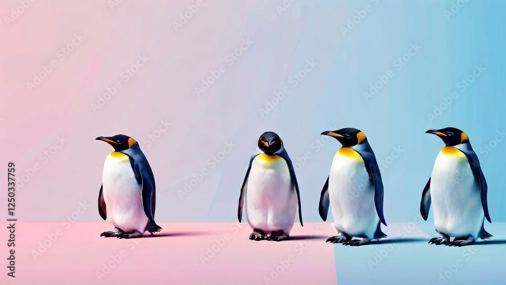 Obraz premium Beautiful Minimalistic Background with Copy Space for World Penguin Day