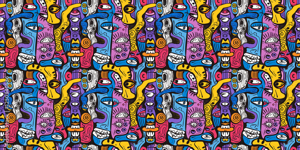 Fototapeta premium Cartoon hand-drawn doodles on the subject of summer holidays theme seamless pattern