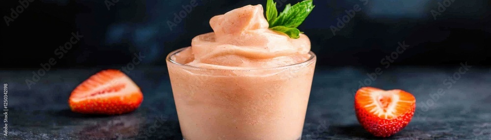 Fototapeta premium Delicious strawberry smoothie in a glass.