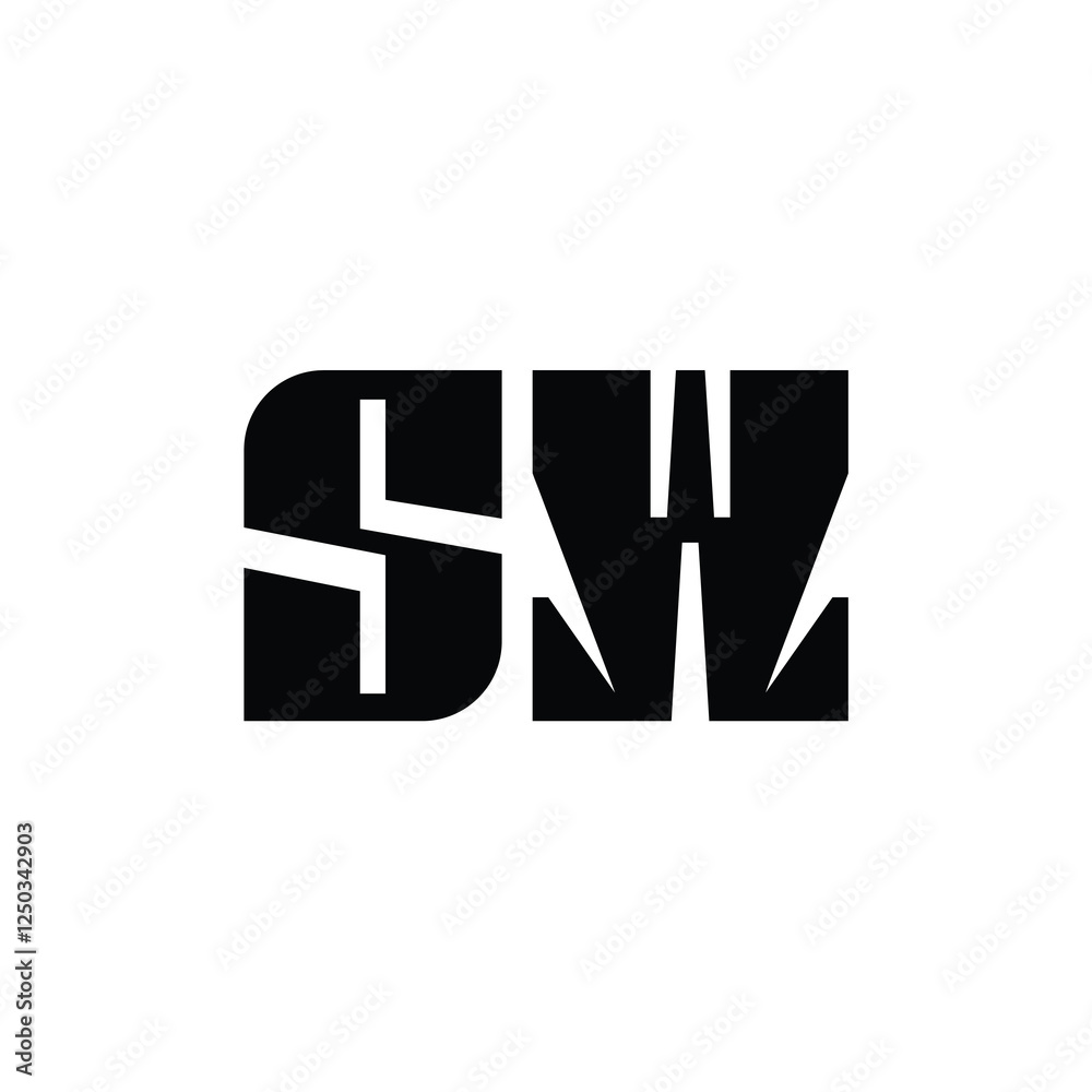 Obraz premium SW monogram logo design letter text name symbol monochrome logotype alphabet character simple logo