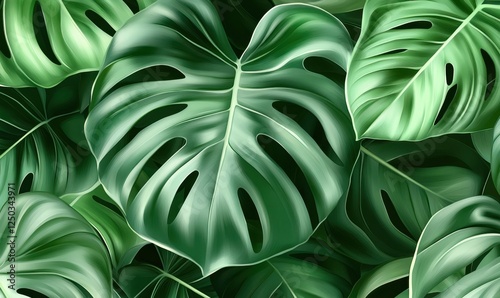 Wallpaper Mural Lush green tropical leaves background; nature, pattern, texture, design Torontodigital.ca