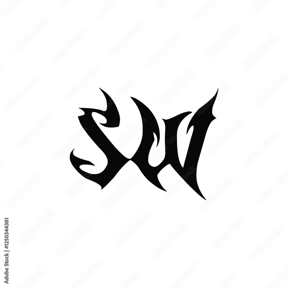 Obraz premium SW monogram logo design letter text name symbol monochrome logotype alphabet character simple logo