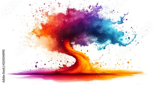Colorful abstract tree splash art