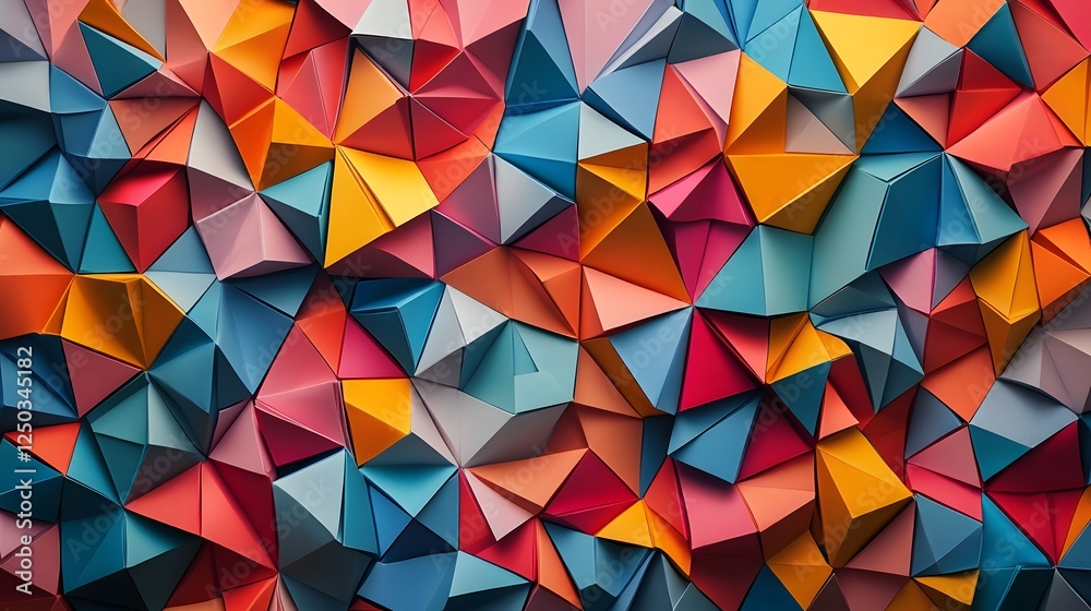 Vibrant Geometric Mosaic Abstract Art Background with Colorful Triangle Polygon Patterns