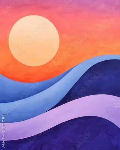 Coastal sunset over waves serene ocean view abstract art tranquil atmosphere vibrant colors photo