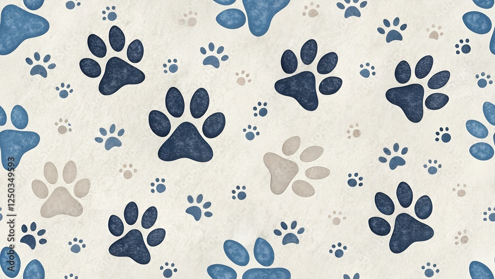 Fototapeta premium dog footprints with a seamless design pattern