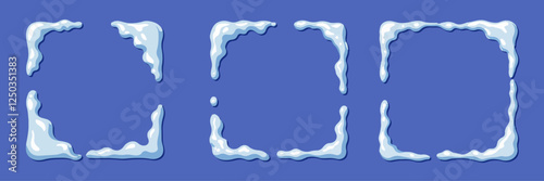Snow Frozen Frames set in square shape flat vector illustration design 