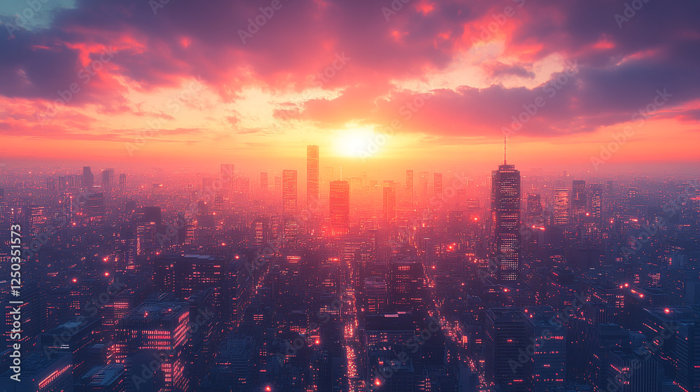 Stunning Cityscape Sunset Orange Sky Urban Skyline Night Cityscape View red pink glow town light Stunning Cityscape Sunset Orange Sky Urban Skyline Night Cityscape View red pink glow town light