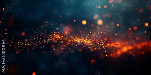 Colorful orange and red sparks of light creating a glowing texture on dark background
