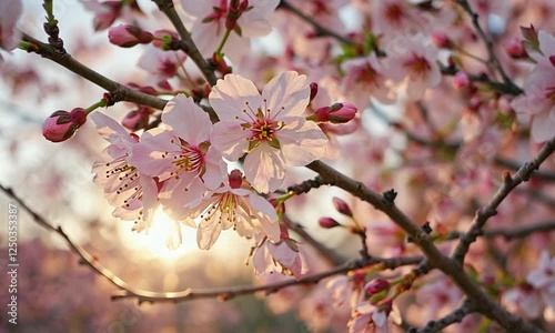Delicate White Petals Opening on a Cherry Tree