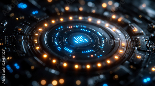 Wallpaper Mural Futuristic Technology Interface Digital Panel Abstract Blue Orange Glowing Lights Sci Fi Background  Torontodigital.ca