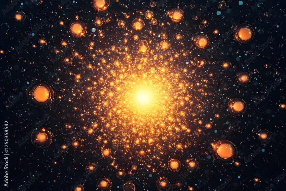Dramatic Cosmic Explosion of Brilliant Shimmering Lights and Sparks in the Dark Galactic Sky Dramatic Cosmic Explosion of Brilliant Shimmering Lights and Sparks in the Dark Galactic Sky