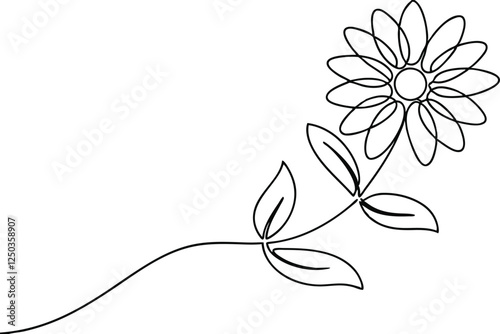 Elegant SingleLine Flower Drawing Minimalist Botanical Art photo