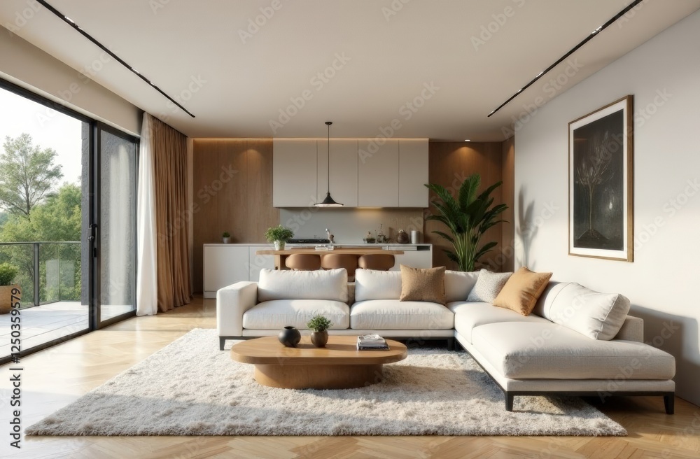 Fototapeta premium living room in Art Nouveau style with white sofa and coffee table