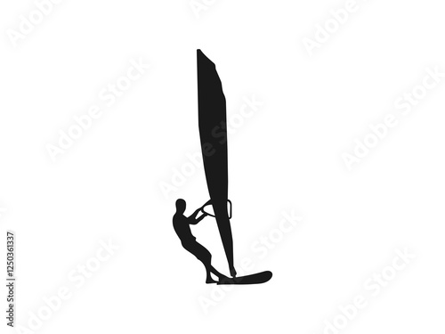 Windsurfer silhouette vector icon. windsurfer silhouette design element, black and white vector collection. Water sports, beach, extreme. The silhouettes are isolated on a white background.