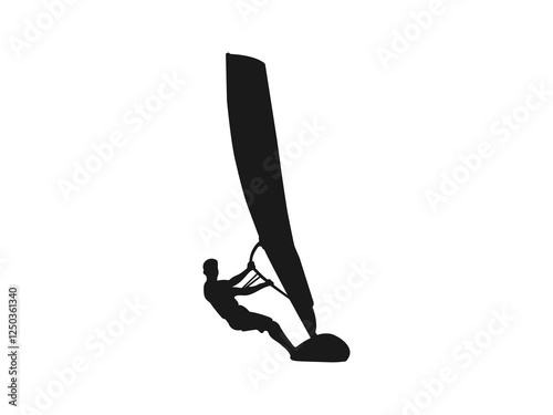 Windsurfer silhouette vector icon. windsurfer silhouette design element, black and white vector collection. Water sports, beach, extreme. The silhouettes are isolated on a white background.