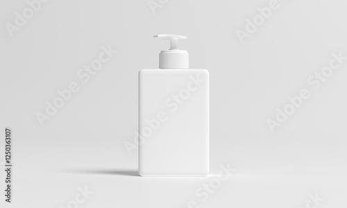 Minimalistic square pump bottle for branding mockup