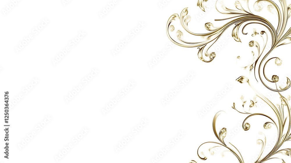 Elegant Golden Floral Design On White Background Elegant Golden Floral Design On White Background