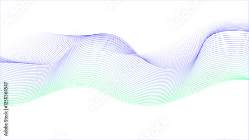 Abstract blue wave on white background, Blue-violet abstract lines. Sound waves on transparent background