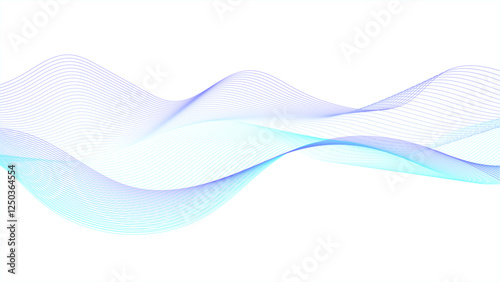 Dynamic wave pattern. Modern flowing wavy lines. Fresh navy blue wave design element on white background 