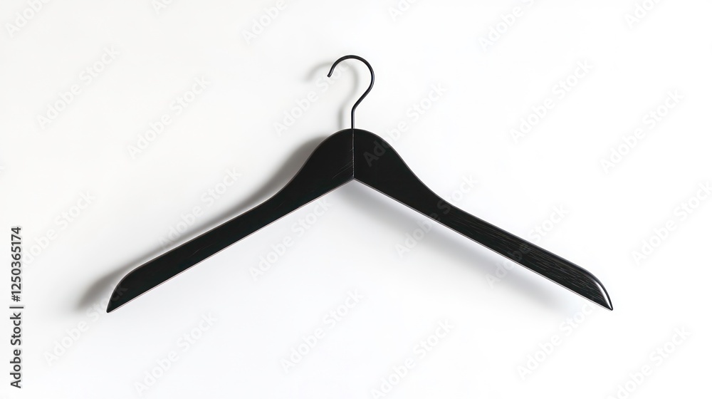 Black wooden clothes hanger isolated on white background. Black wooden clothes hanger isolated on white background.