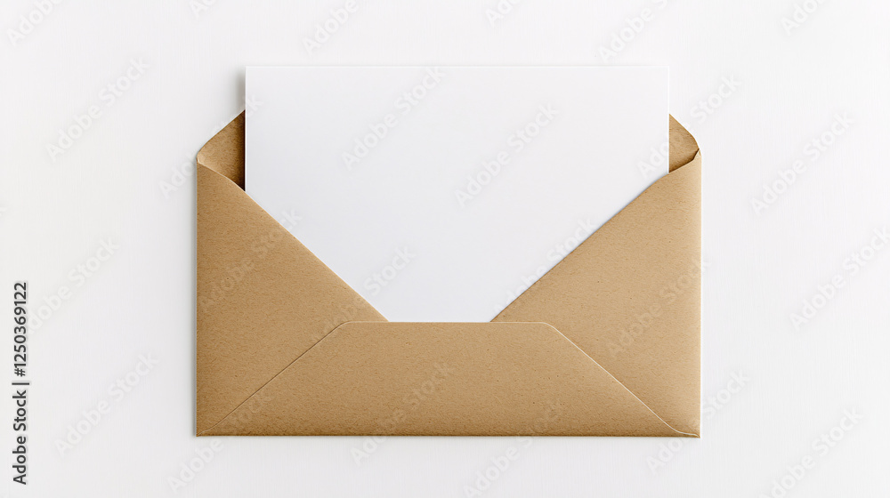blank card mockup in brown envelope on white background blank card mockup in brown envelope on white background