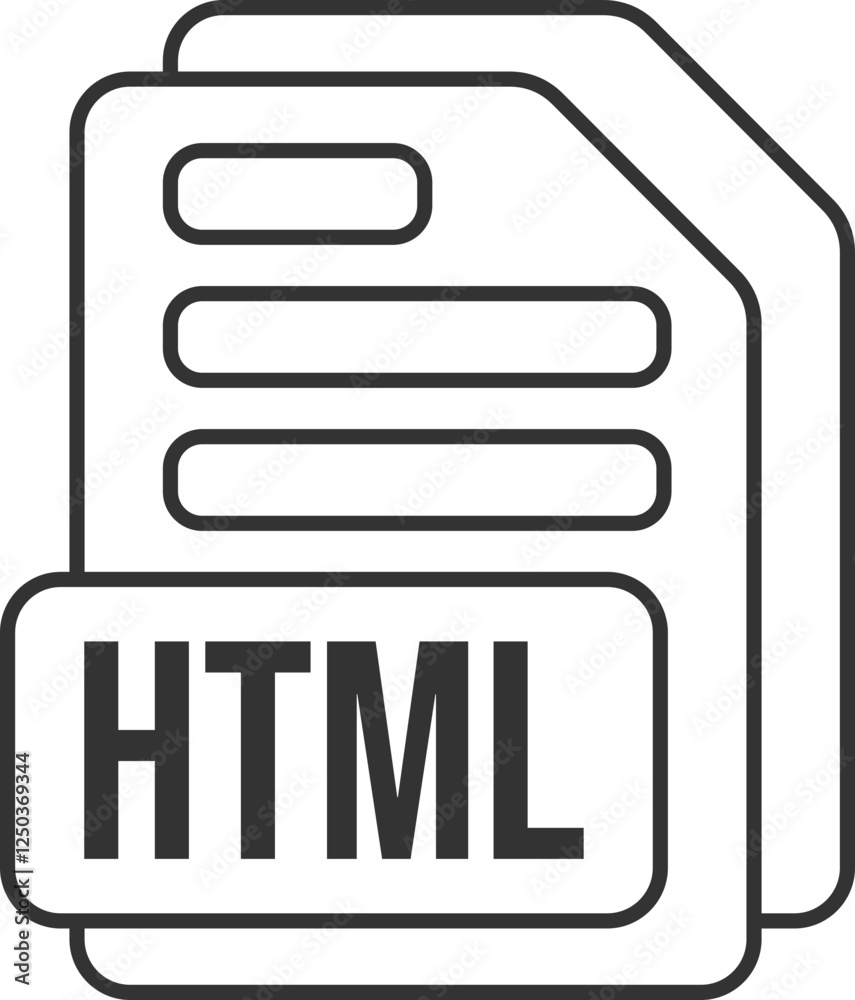HTML File Format Icon Black Outline HTML File Format Icon Black Outline