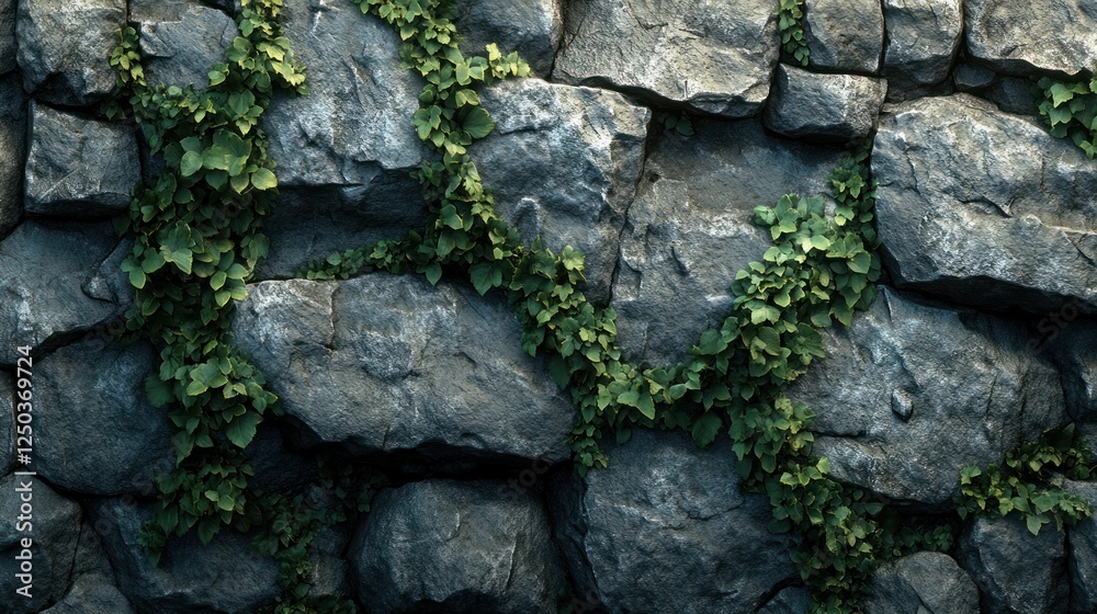 Weathered Stone Wall Partially Veiled in Verdant Ivy Tendrils Texture Weathered Stone Wall Partially Veiled in Verdant Ivy Tendrils Texture