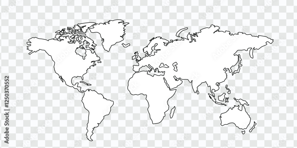 Fototapeta premium World Map Template with Continents on White Background