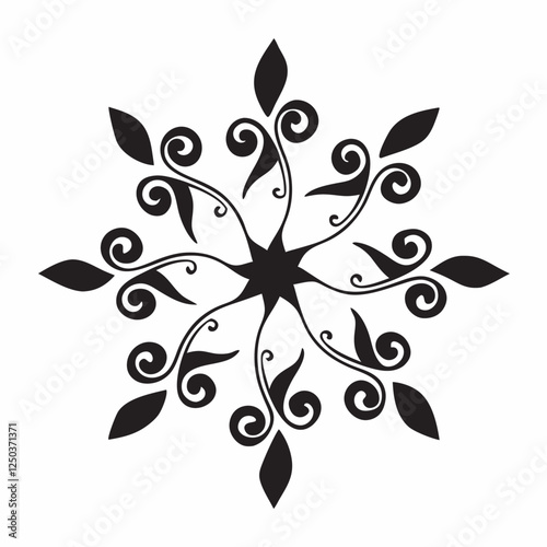 Mandala of spiraling vines with sharply defined mandala vector design and illustration