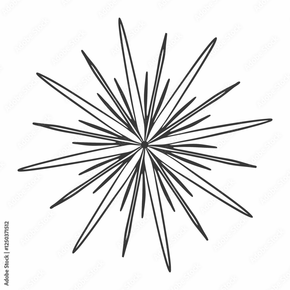 Radial burst of straight lines extending of mandala vector design and illustration