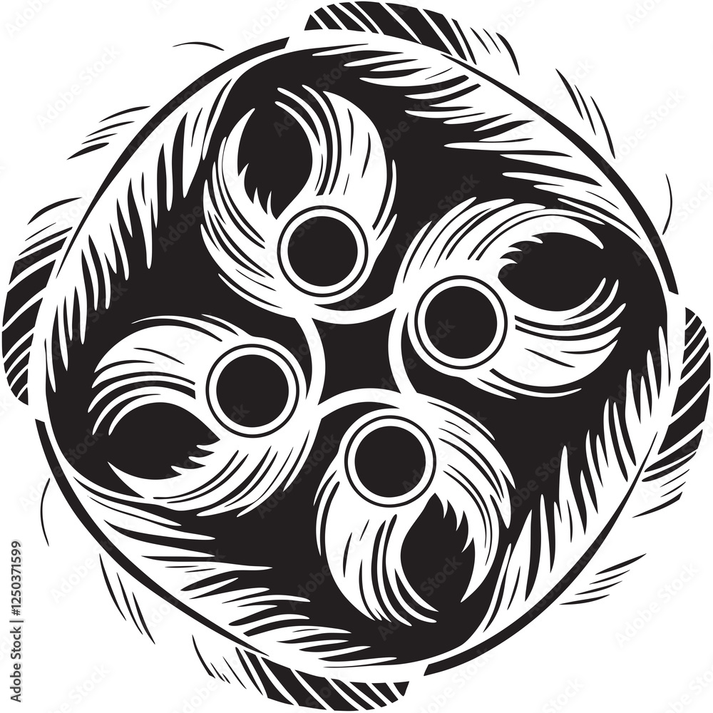 Obraz premium Circular feather shapes of mandala vector design and illustration