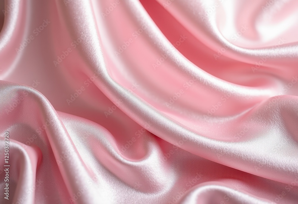 Obraz premium Soft pink satin fabric with flowing drapes and glossy texture, for background or overlay effect