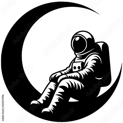 Silhouette of an astronaut contemplating