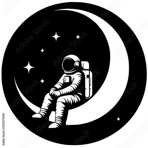 Silhouette of an astronaut contemplating