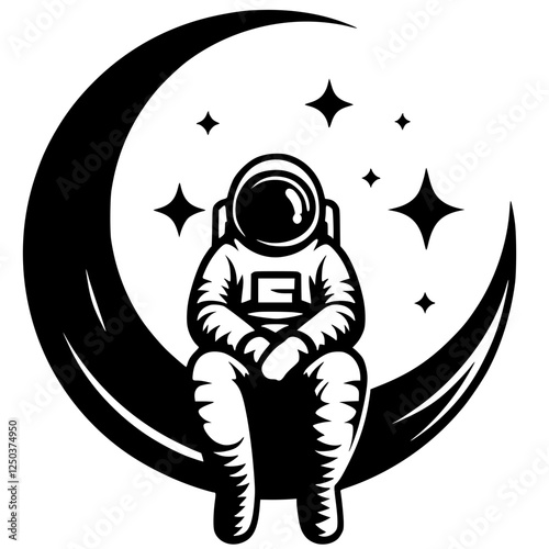 Silhouette of an astronaut contemplating