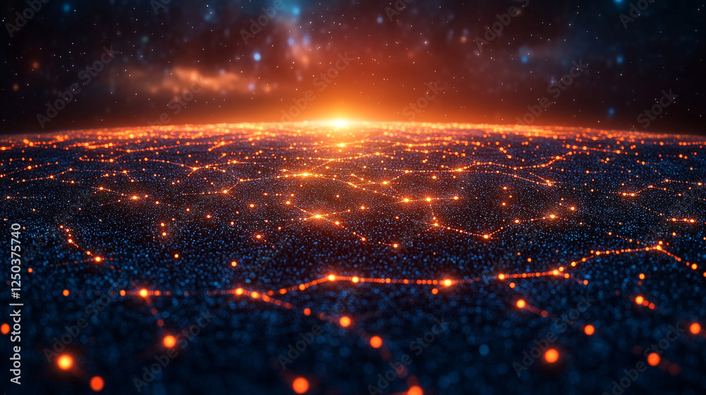 Abstract Orange and Blue Network Digital Art Background Glow Dark Lines Space Cosmic Energy Future Abstract Orange and Blue Network Digital Art Background Glow Dark Lines Space Cosmic Energy Future