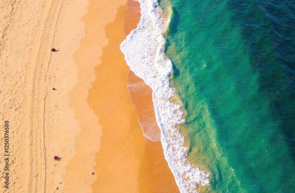 Soft blue ocean wave on clean sandy beach