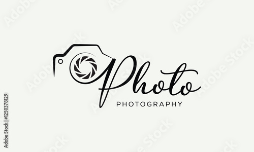 camera logo, modern photography signature logo icon vector