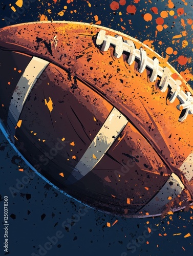 a close up view on an american football after a fumble illustration