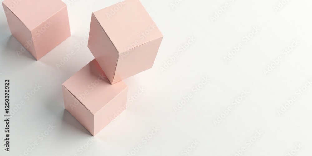 Obraz premium Pastel Pink Cubes Arranged on a Blank Surface for Product Presentation and Branding