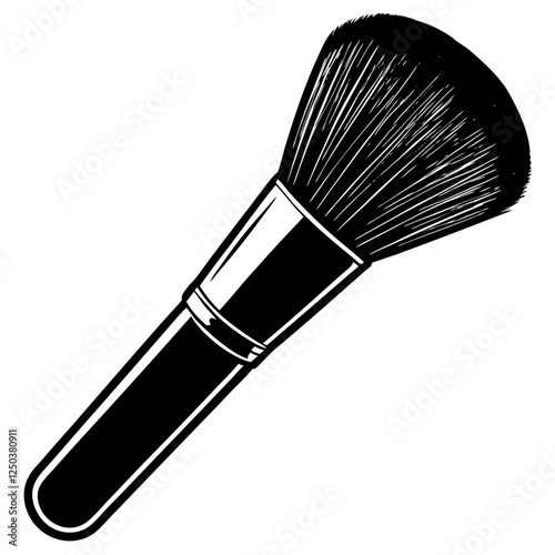 Closeup of face powder brush on white background vector art illustration